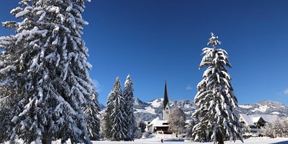 Hotels und Ferienwohnungen im Oberallgäu - Reisegrund: Skiurlaub - Fischen im Allgäu Fischen - Au - Blick von Fischen-Au auf das verschneite Fischen - Alpin Hotel bichl 761