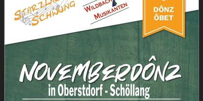 Hotels und Ferienwohnungen im Oberallgäu - Kategorien: Musik - Oberstdorf - Novemberdonz im Schelchwangsaal in Schöllang - Novemberdonz 2024 im Schelchwangsaal in Schöllang