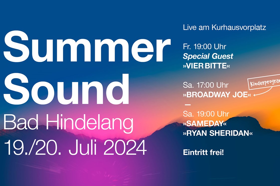 Veranstaltungen im Oberallgäu: OpenAir Sommerfestival in Bad Hindelang - SummerSound - Sommerfestival OpenAir 2024 in Bad Hindelang